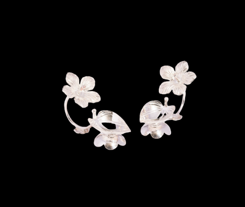 Silver Decorative Diya with Hibicus Flower