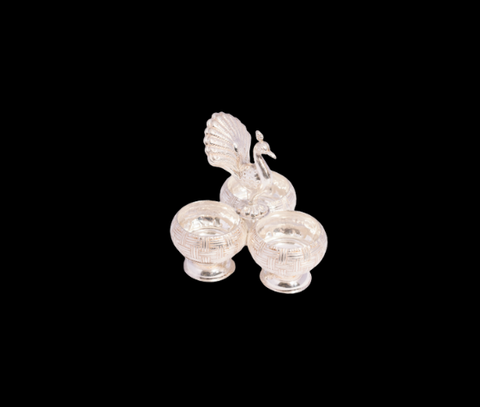 Silver Kumkum dani with three bowls