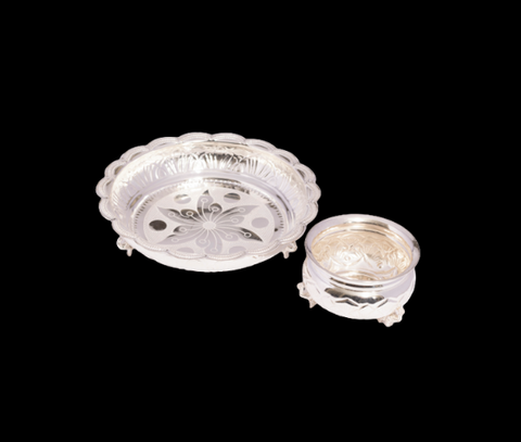 Silver Bowl and Plate Set