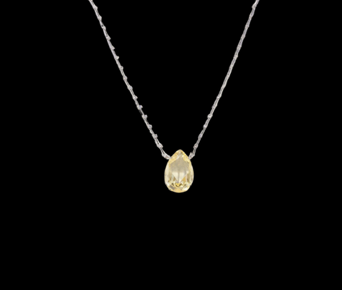 Silver Yellow Pear Shape Centre Stone Necklace