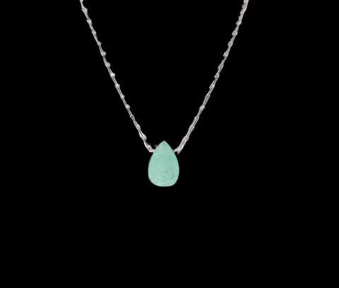 Silver Green Pear Shape Centre Stone Necklace